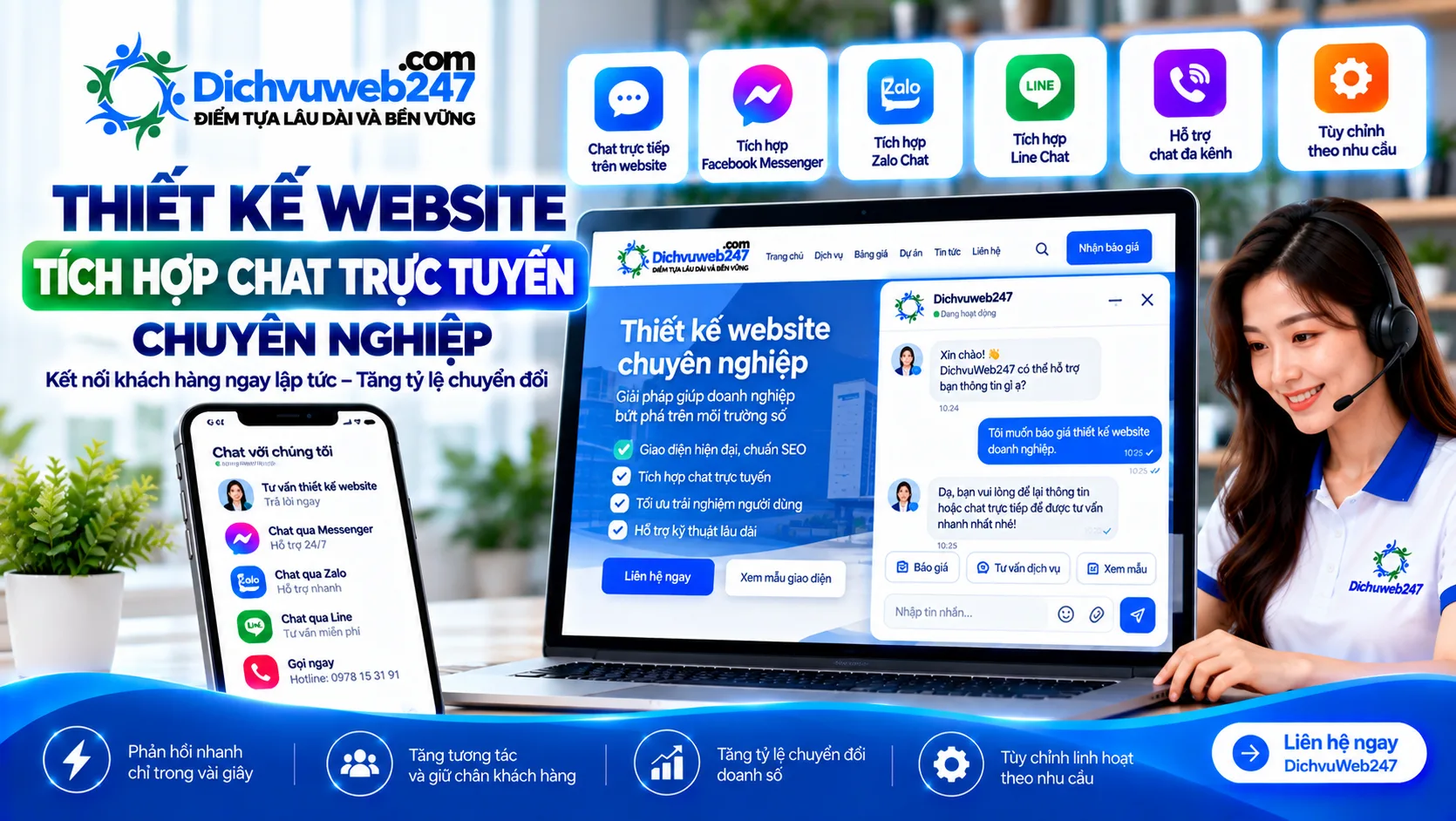 Thiết kế website có chat trực tuyến chuyên nghiệp
