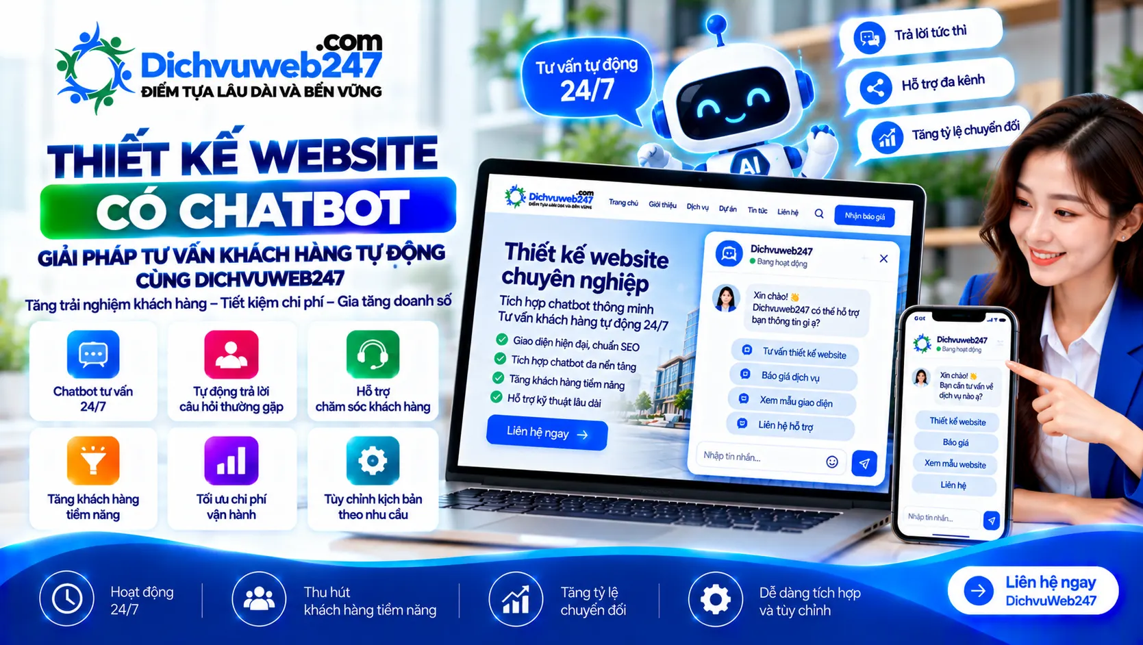 Thiết kế website có chatbot – Giải pháp tư vấn khách hàng tự động