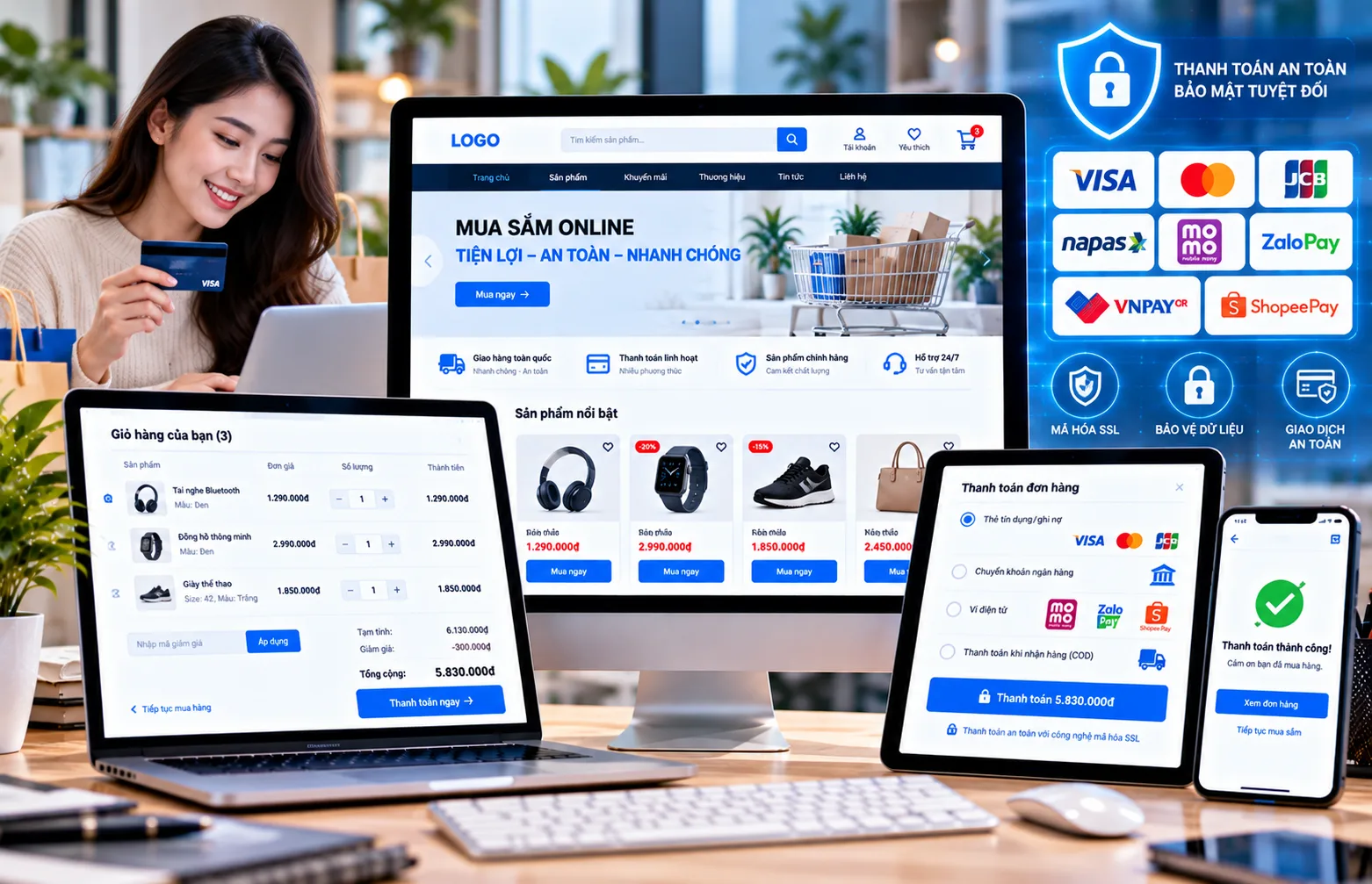 Thiết kế website thanh toán online chuyên nghiệp, an toàn và hiệu quả