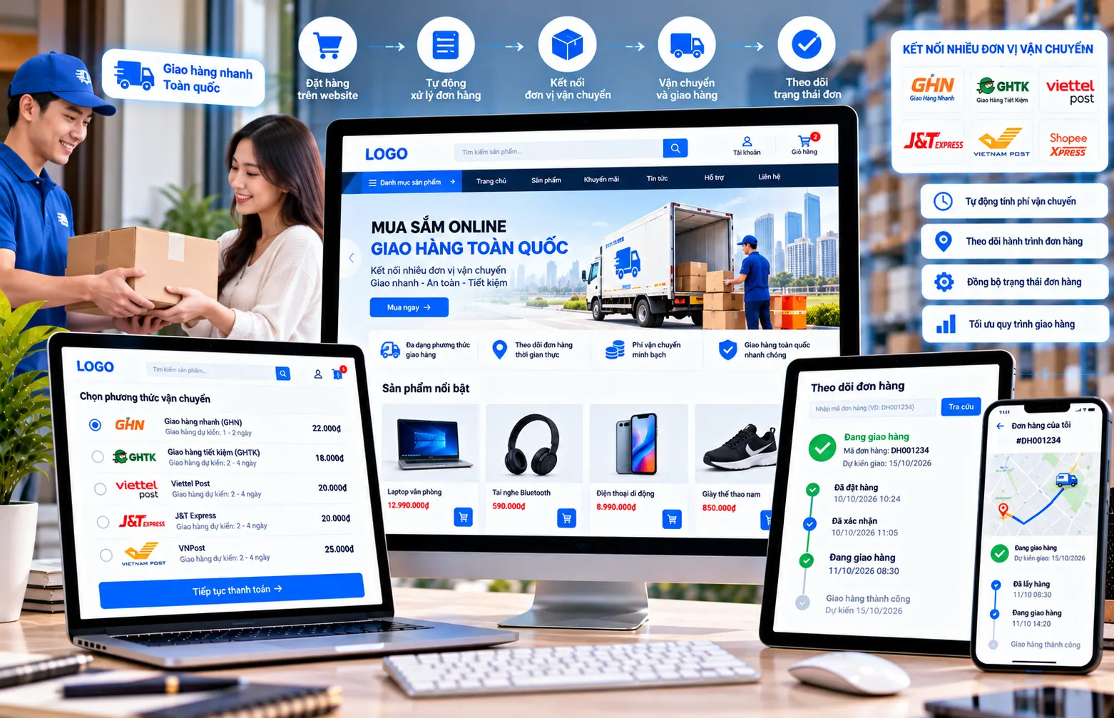 Thiết kế website tích hợp vận chuyển chuyên nghiệp, tối ưu giao hàng