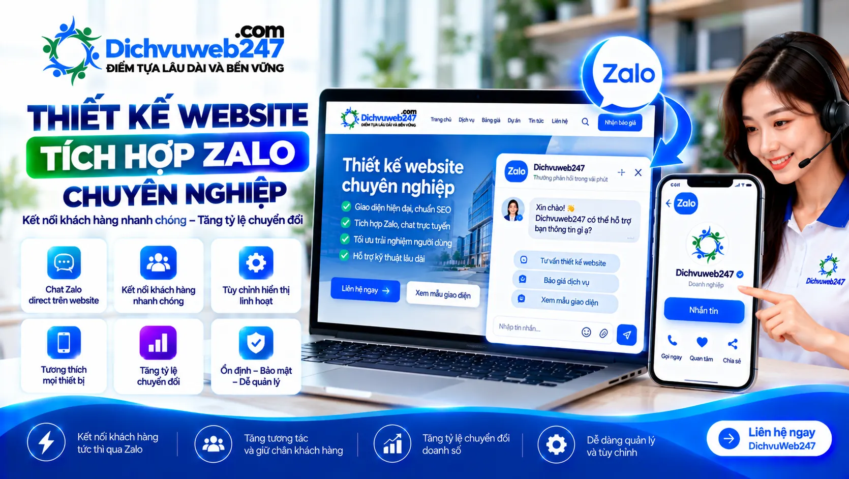 Thiết kế website tích hợp Zalo chuyên nghiệp,